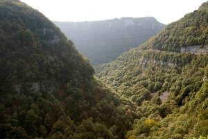 View of wild canyon Gorges de Nouailles in Franche-Comte, France