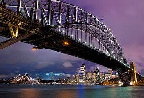 Sydney Harbour Bridge overlooking Opera House in New South Wales, Australia