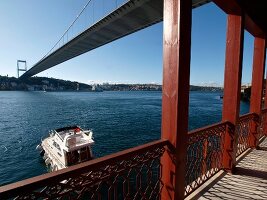 View of Fortress Bosphorus Bridge at Yali Anadolu Hisari Anatolian, Istanbul, Turkey