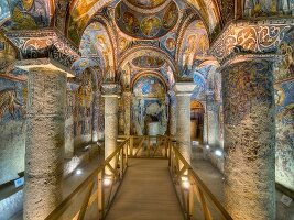 Interior of Karanlik Church in Goreme, Nevsehir, Turkey