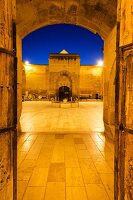 View of Sarihan Caravanserai courtyard at night, Cappadocia , Turkey