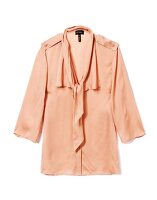 Close-up of peach sloop blouse on white background