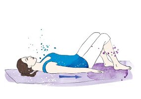 Illustration, Frau, Pilates-Übung Pilates, löst Verspannungen