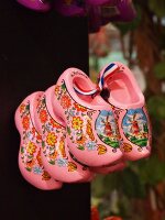 Floral pattern pink clogs in Amsterdam, Netherlands