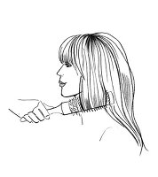 Illustration, Haarstyling, Haare, föhnen, Bürste, Rundbürste, Step 1
