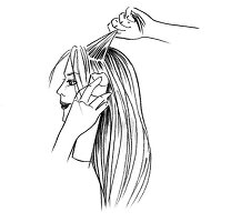 Illustration, Haarstyling, Haare, Strähnen, toupieren, Step 2