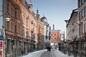 People walking on Munich street, Rosenheim, Bavaria, Germany