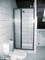 Badezimmer, Detail, Dusche, WC, Duschkabine, Toilette, Dachschräge