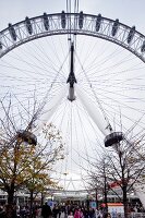 Low angle view of ferris wheel of London Eye, UK