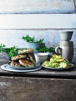 Fish cakes with potato salad