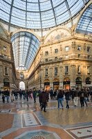 People shopping at Galleria Vittorio Emanuele II, Milan, Italy