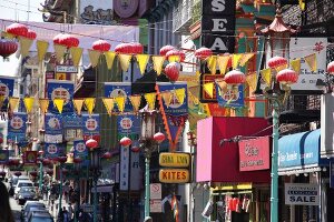 Chinatown, San Francisco, Straße bunt, geschmückt, Straßenszene