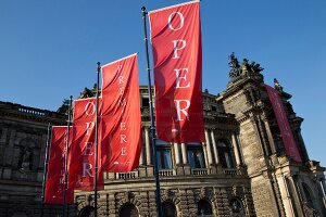 Exterior view of Semper Opera, Dresden, Saxony, Germany