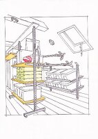 Illustration of attic room