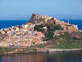 View of Castelsardo and Mediterranean sea in Sardinia, Italy