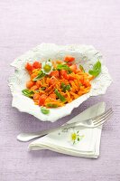 Fruity carrot salad with strawberries and basil