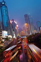Hongkong, Stadtansicht, Verkehr, Wolkenkratzer, Straßen, Beleuchtung