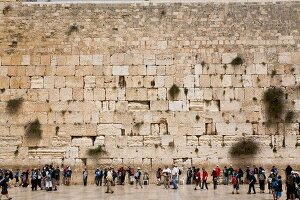 Pilgrims praying at Wailing Wall in Old Town, Jerusalem, Israel