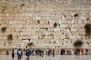 Pilgrims praying at Wailing Wall in Old Town, Jerusalem, Israel