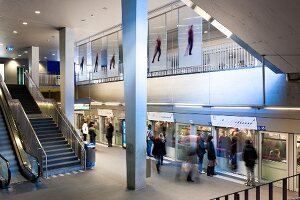 People at metro railway station in Lausanne, Canton of Vaud, Switzerland