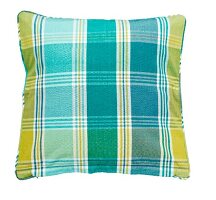 Plaid checked cushion cover on white background