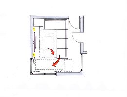 Sport im Wohnzimmer, Zeichnung, Wohnberatung, Grundrisszeichnung