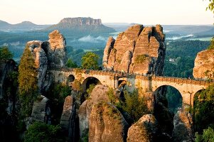 View of rock bridge at Saxony National Park, Germany