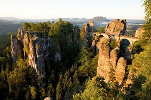 View of rock bridge at Saxony National Park, Germany