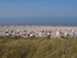 View of beach at Spiekeroog, Lower Saxony, Germany