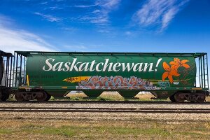 View of Tank Wagon in Lucky Lake, Saskatchewan, Canada