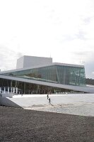 Tourists at Oslo Opera House in Oslo, Norway
