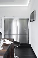 American stainless steel fridge in kitchen