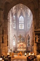 Figures of apostles to praying in Munster of Freiburg, Germany
