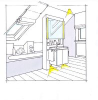 Dachraum, Dachgiebel, Badezimmer, Dachschrägen, Gestaltung