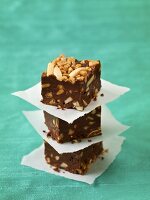 Three Pieces of Chocolate Toffee Fudge; Stacked