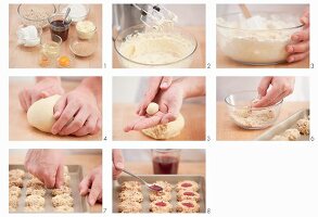 Thumbprint Cookies (Nussplätzchen mit Marmelade) zubereiten