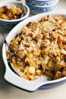 Brown Betty in a Baking Dish with Spoon