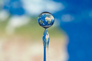 Globe in a water drop