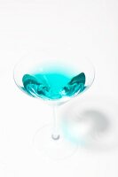 Blue Martini From Above on a White Background