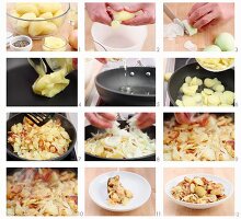 Fried potatoes being made (German voice-over)