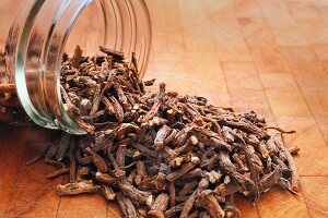 Dried Dandelion Root Spilling From a Mason Jar