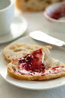 White bread with jam