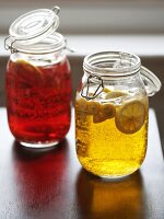 Red and White Sangria in Mason Jars