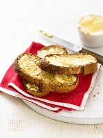 Toasted slices of bread with butter