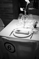 An elegantly laid table in a restaurant