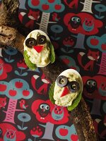 Stuffed eggs with owl's faces