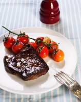 Beefsteak with cherry tomatoes