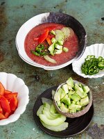 Gazpacho with ingredients