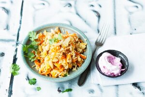 Saffron rice with carrots and almonds