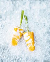 Coconut and mango ice cream sticks